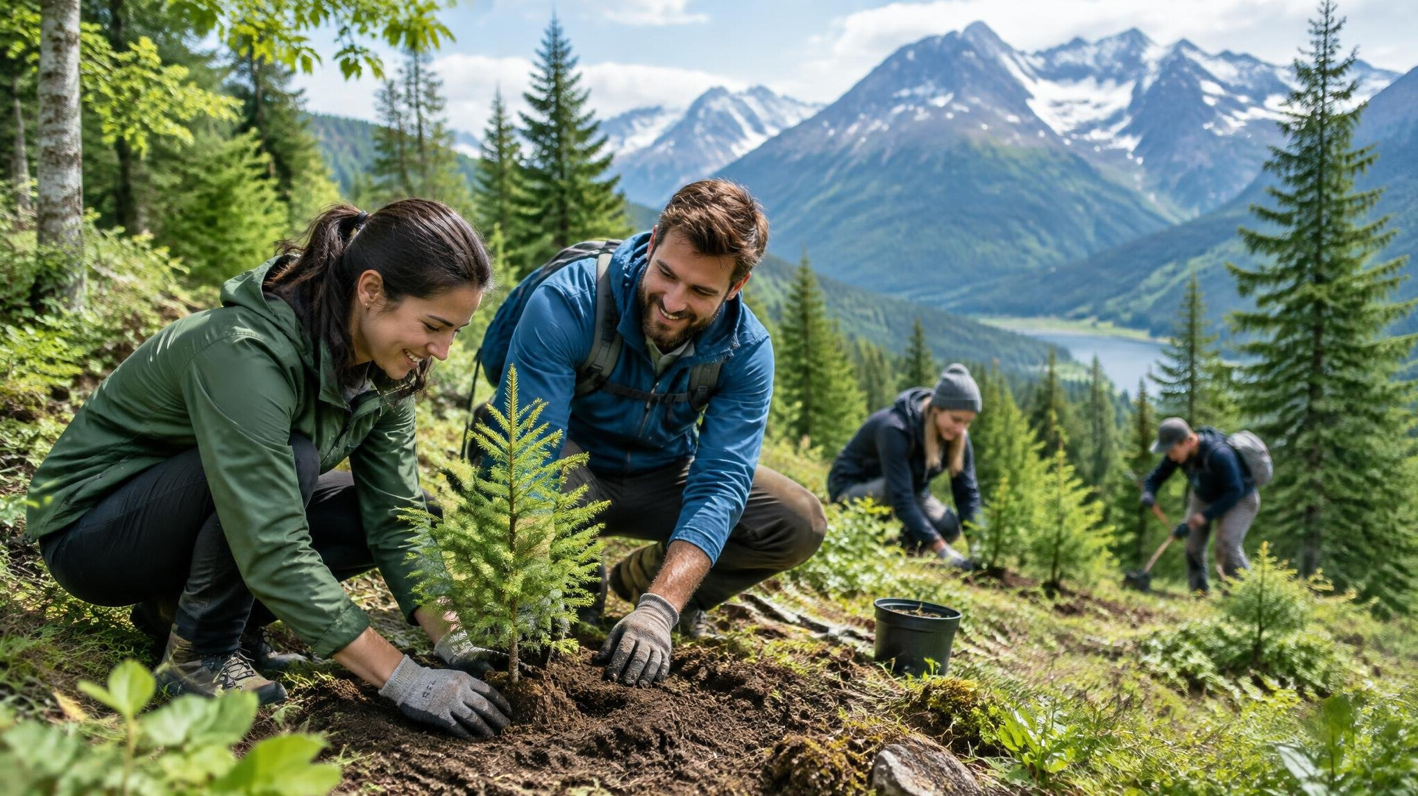team planting trees