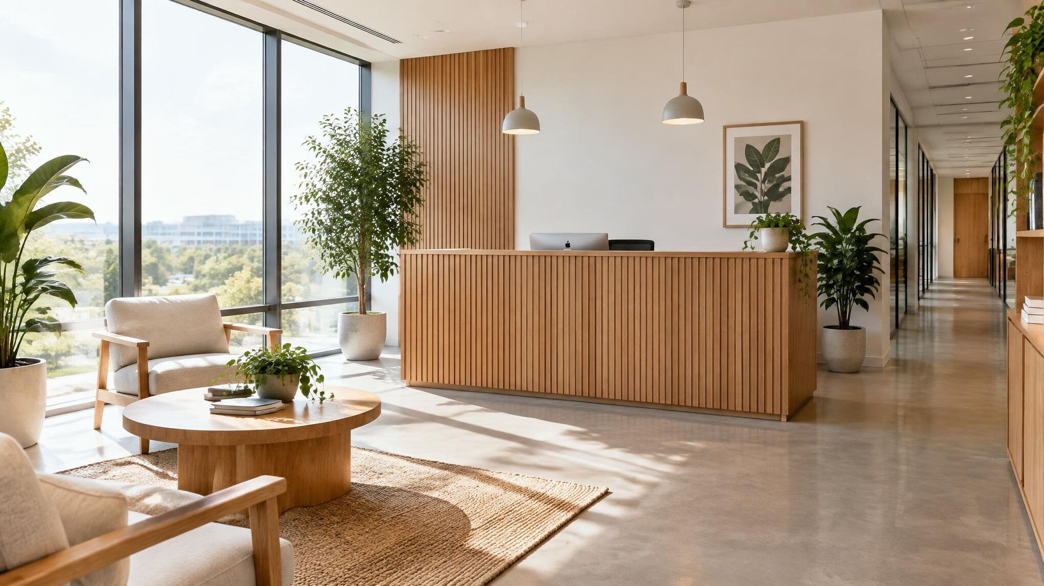 Modern bright office reception area