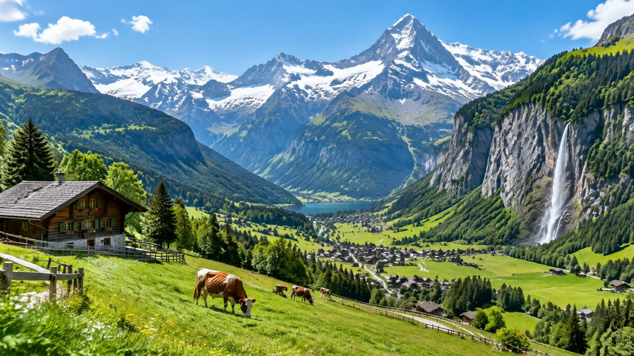 swiss alps green landscape