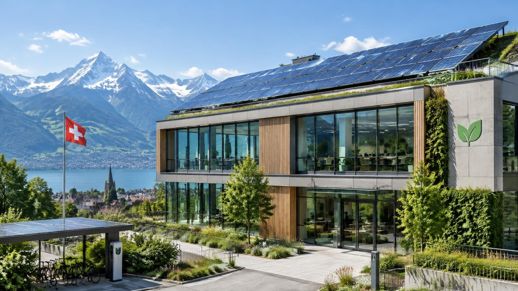 solar panels on swiss building